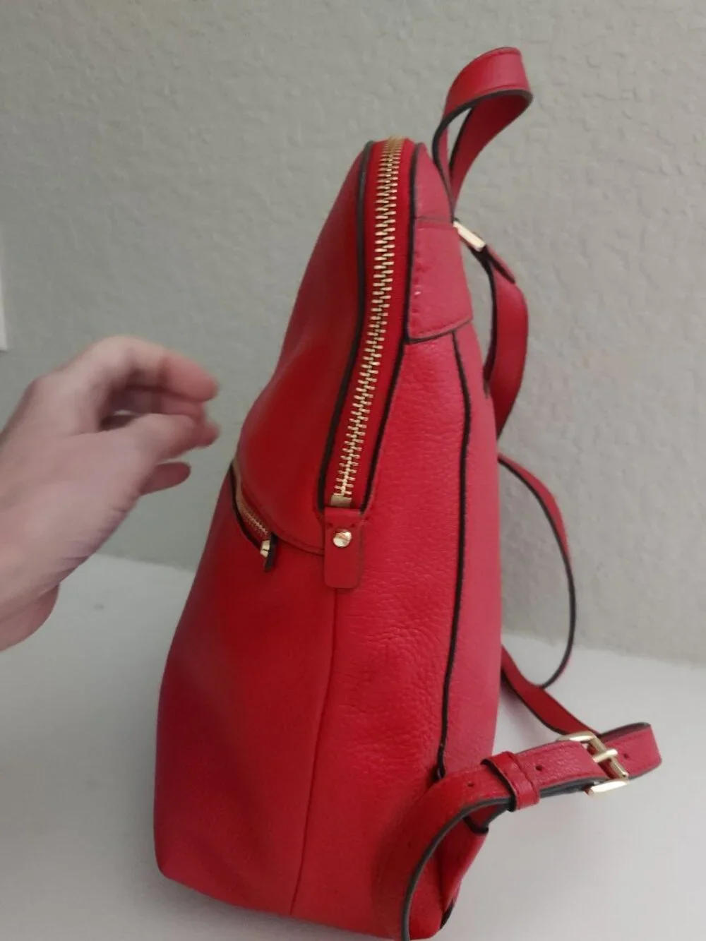 New Michael Kors Red Leather Backpack